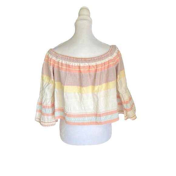 MOTHER - Off The Shoulder Belle Top in Sweet Southern Trouble Pastel Stipe Sz M - Picture 3 of 8